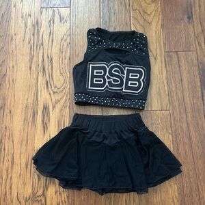 Black BSB Studded Crop Top and Skirt Set